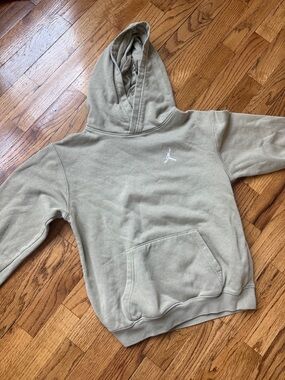 Jordan Men's Taupe Zip-Up Style Hoodie with White Jumpman